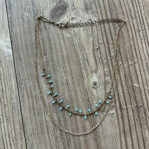 Elegant Gold and Turquoise Layered Necklace